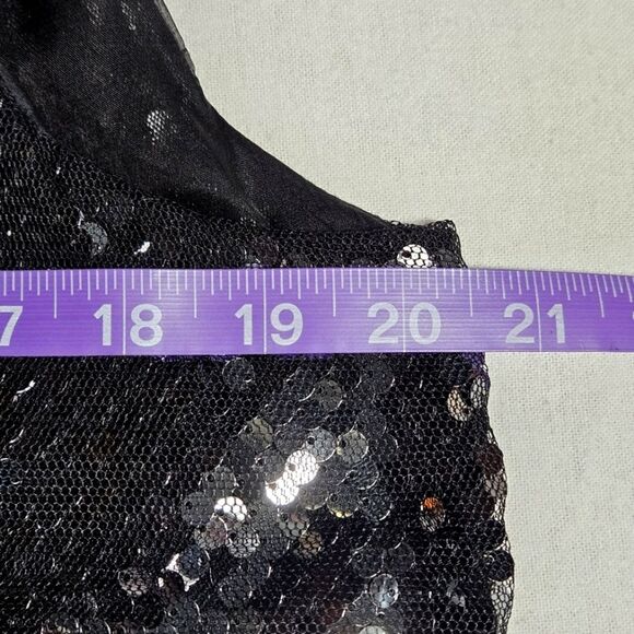 Elie Tahari Black Semi Sheer Sequin & Tulle Versatile Drape Neckline Formal Vest - Picture 13 of 14